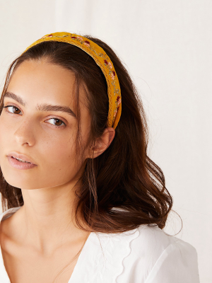 Embroidered Wide Flat Headband