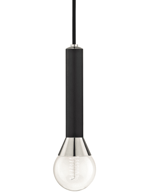 Via 1 Light Pendant - Polished Nickel/black