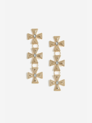 **texture Cross Drop Earrings