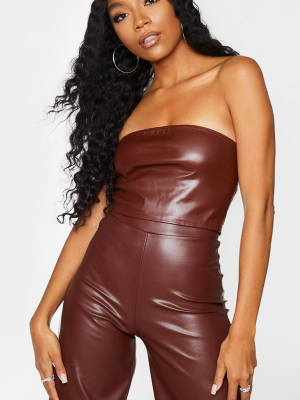 Chocolate Pu Bandeau Top