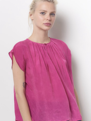 Maggie Pleat Neck Top - Cupro