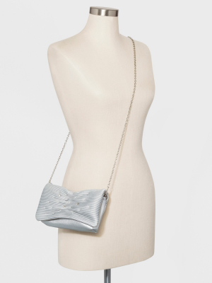 Estee & Lilly Pearl/stone Flap Clutch - Silver
