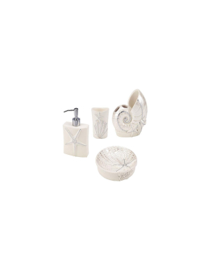 Sequin Shell 4 Pc Bath Accessory Set