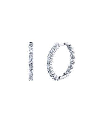 Round Diamond Hoops - White Gold