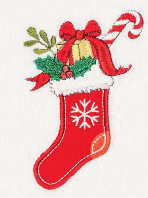 2pk Stockings Holiday Hand Towel Set White - Linum Home Textiles