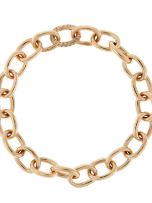 Oblong Diamond Lock Chain Bracelet