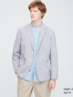 Men Lightweight Seersucker Jacket