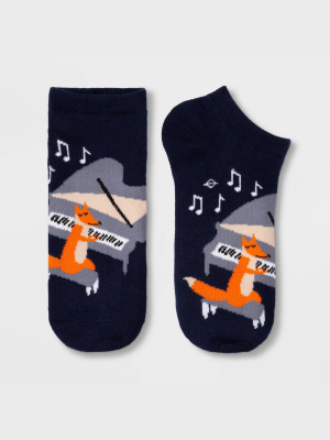 Women's Fox And Piano Low Cut Socks - Xhilaration™ Navy Blue 4-10