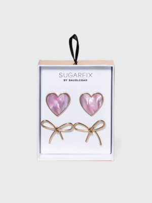 Sugarfix By Baublebar Heart And Bow Earring Set 2pc - Pink/gold