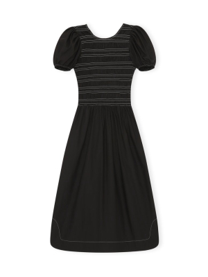 Ganni Cotton Poplin Dress Black