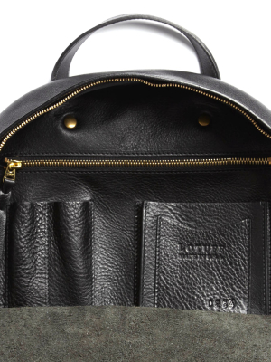 Lotuff Black Leather Backpack