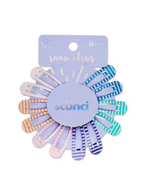 Scunci Pastel Stripe Print Snap Clips - 12pk