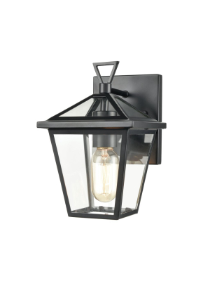 Main Street 1-light Outdoor Sconce In Black With Clear Glass Enclosure