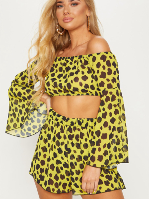 Yellow Cheetah Beach Shorts