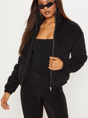 Tall Black Cord Puffer Coat