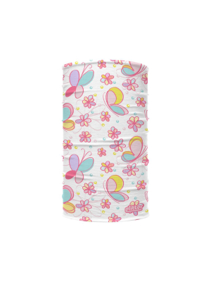 Rainbow Pastel Butterflies And Flowers Kids Neck Gaiter