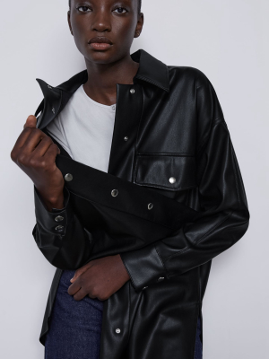 Faux Leather Overshirt