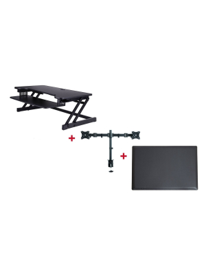 Deluxe Height Adjustable Computer Riser With Mat & Monitor Mount