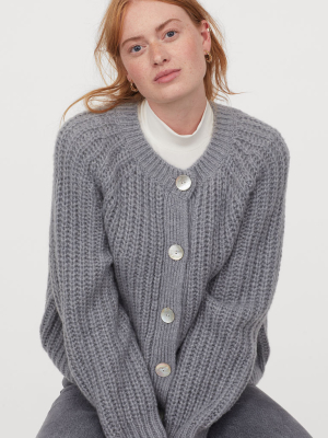 Rib-knit Wool-blend Cardigan