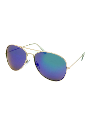 Women's Aviator Sunglasses W/ Blue Lenses - Wild Fable™ Gold