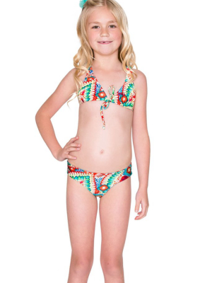 Criss Cross Halter Bikini Set (kids) - Wild Heart Print