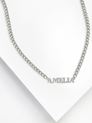 Sterling Silver Nameplate Necklace With Xl Curb Chain