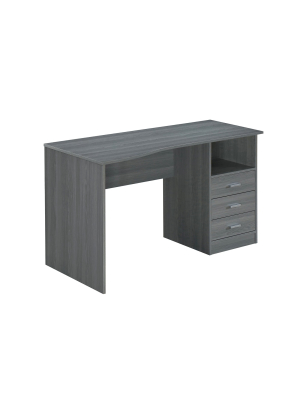 Classic Computer Desk With Multiple Drawers Gray - Techni Mobili