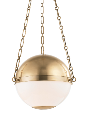 Hudson Valley Lighting Sphere No 2 2-bulb Pendant - Aged Brass & Opal