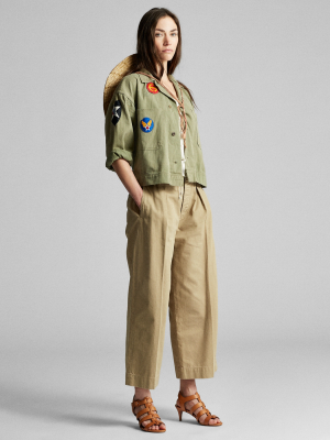 Cropped Cotton Wide-leg Pant