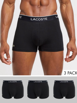 Lacoste 3 Pack Trunks In Black