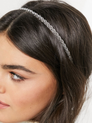 Asos Design Headband With Rope Chain In Silver Tone