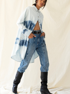 We The Free Tuscan Tie Dye Denim Tunic