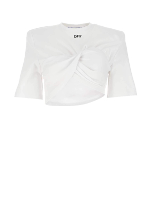 Off-white Ruched Cropped T-shirt