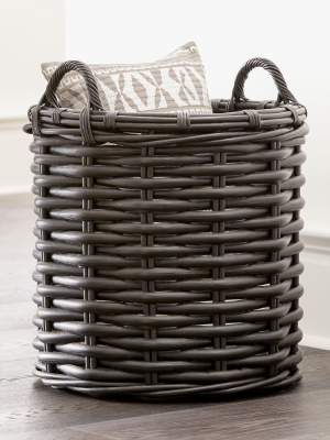 Black Rattan Woven Round Basket