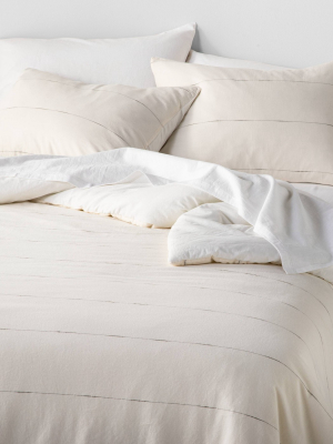 Thin Stripe Comforter & Sham Set Sour Cream/railroad Gray - Hearth & Hand™ With Magnolia