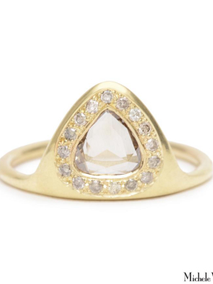 Champagne Diamond Pear Ring With Halo