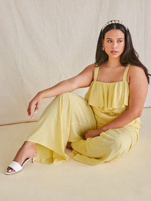 Plus Size Belted Wide-leg Jumpsuit