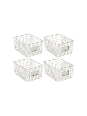 Mdesign Metal Wire Food Organizer Storage Bin, 4 Pack