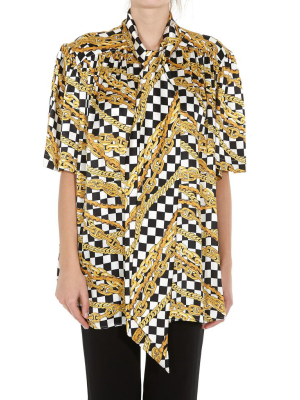 Balenciaga Short Sleeve Scarf Blouse