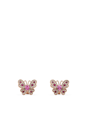 Effy Nature 14k Gold Ruby, Sapphire And Diamond Butterfly Studs, 0.84 Tcw