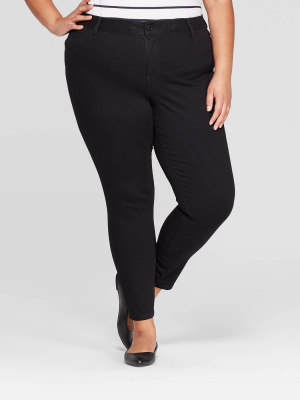 Women's Plus Size Jeggings With Comfort Elastic Waist - Ava & Viv™ Black