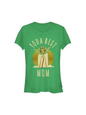 Junior's Star Wars Yoda Best Mom Cartoon T-shirt