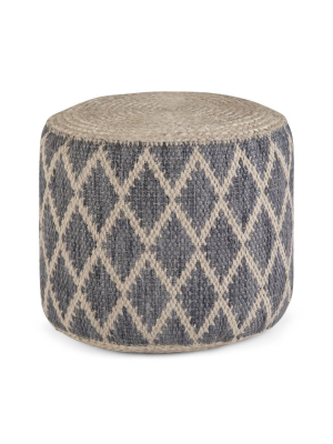 Nesbitt Round Moroccan Inspired Pouf Natural Gray - Wyndenhall