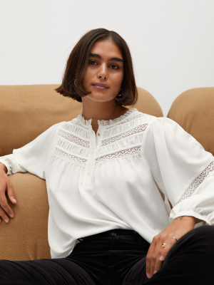 Flowy Openwork Blouse