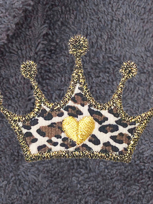 Terry Bathrobe With Cheetah Crown Embroidery - Linum Home Textiles