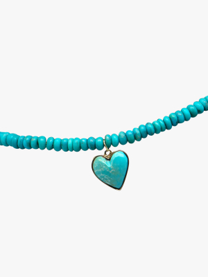 Turqouise Heart Beaded Anklet