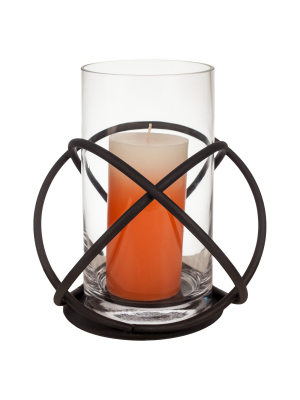 Metal & Glass Single Candle Holder Black - Danya B