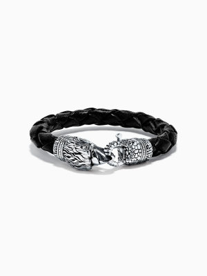 Effy Men's Sterling Silver Leather Eagle Bracelet