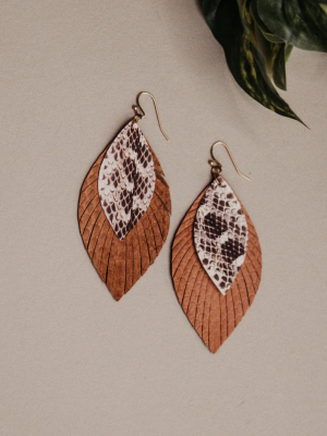 Leather Fringe Leaf Earrings