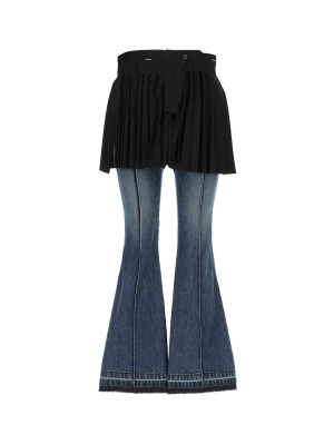 Sacai Apron Detail Flared Jeans